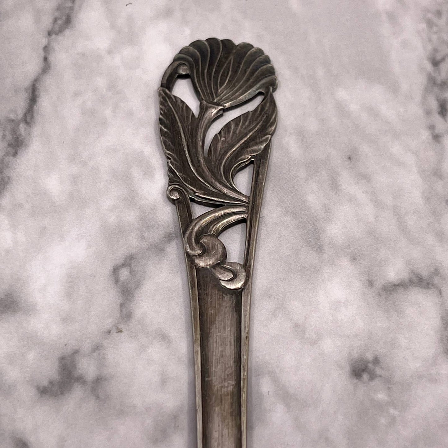 Antique Drip Silver Plate 2 Prong Pickle Serving Cocktail Fork Denmark 6” SA2