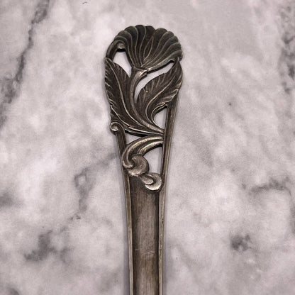 Antique Drip Silver Plate 2 Prong Pickle Serving Cocktail Fork Denmark 6” SA2