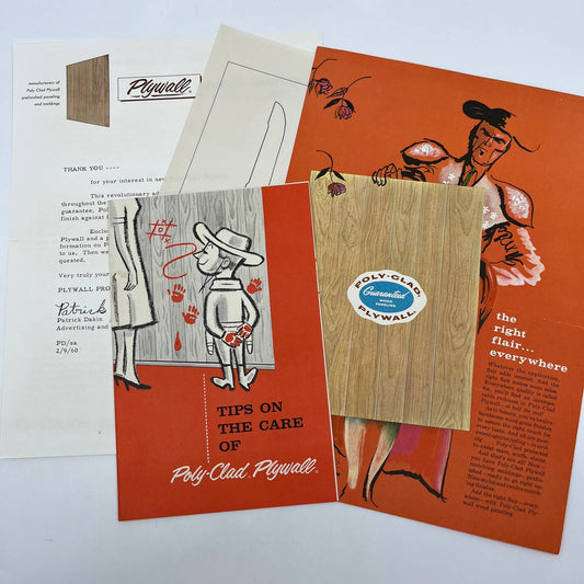 1960 Poly-Clad Plywall Wood Paneling  Advertising Promo Materials Leaflets AC8