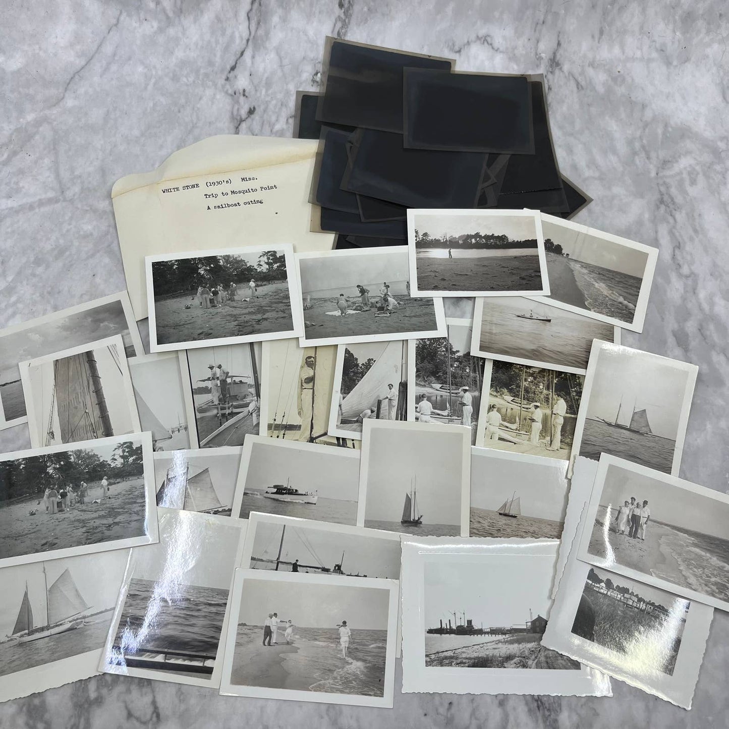 1930s Photos & Negatives Sailboating Mosquito Point White Stone VA TJ9-PG4