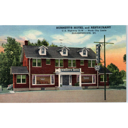 Burnett's Hotel Elizabethtown Ky A.R. Brown Joe E. Shuck - Postcard TJ7-RP2