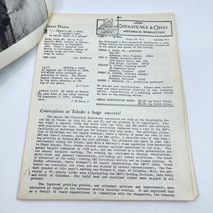 1975 Sept Chesapeake and Ohio Historical Newsletter C&O RR Thomas Dixon WV M1-2