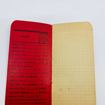 1927 Reading Bone Fertilizers Pocket Notebook Reading, PA SC2