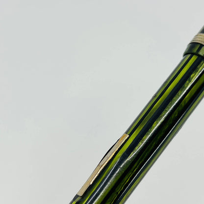 Vtg Commander Celluloid WATERMELON Green Stripe Marble Fountain Pen SB8-6