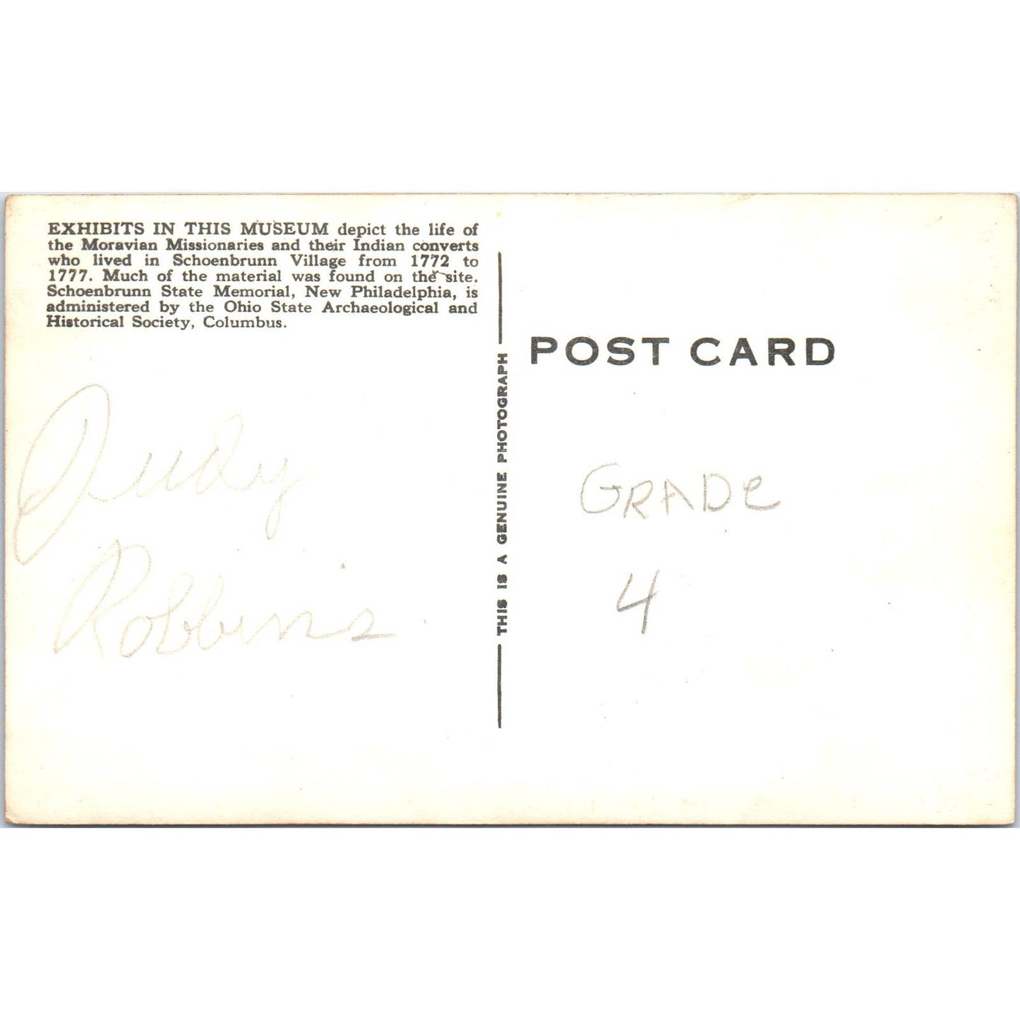 Vintage Postcard Schoenbrunn Village Museum Ohio TD9