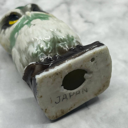 Vintage MCM Hand Painted Green Owl Bone China Figurine 2.5” Japan SE1