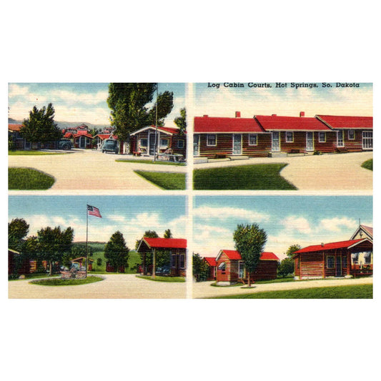 Log Cabin Courts Hot Springs South Dakota - Postcard TJ8-2