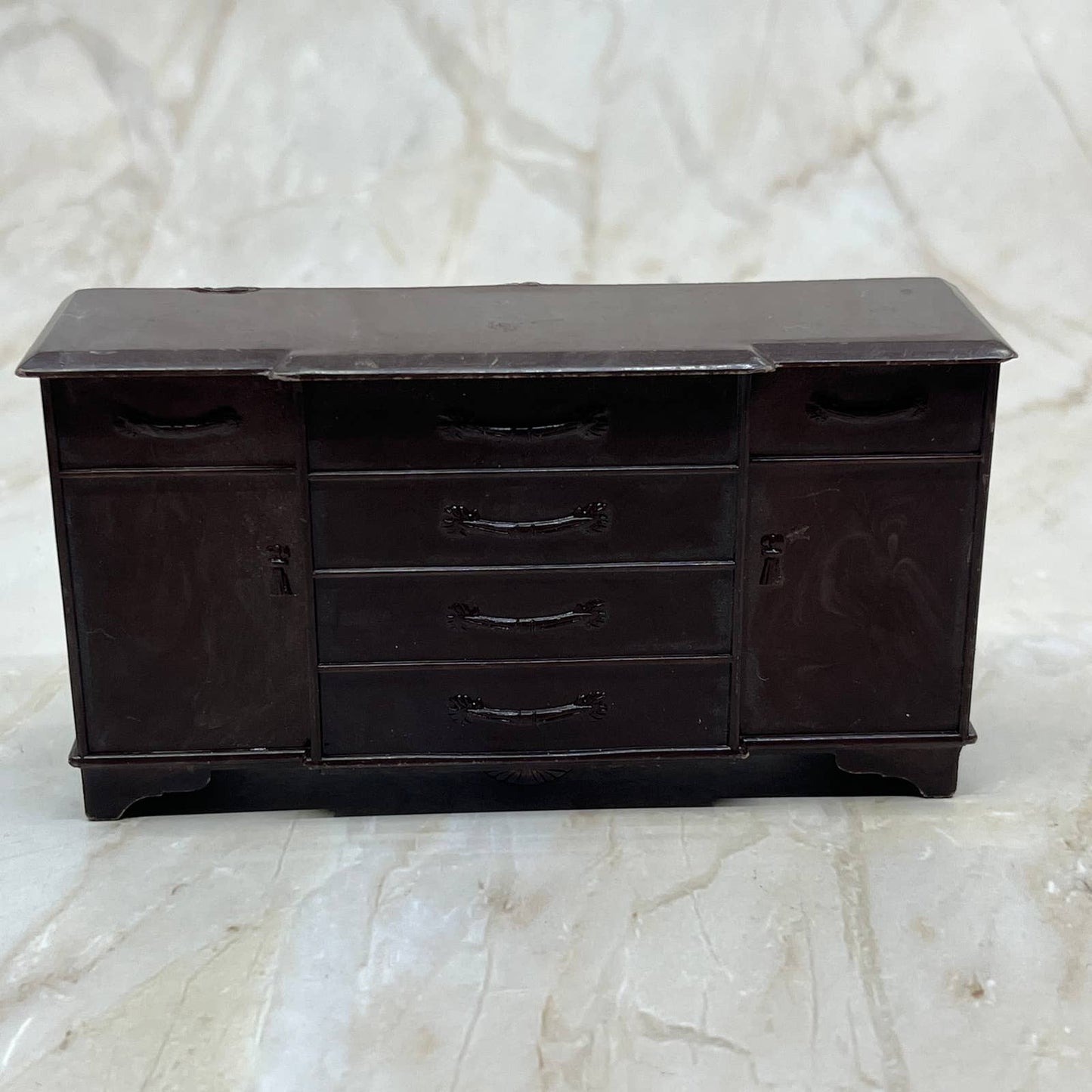 Plasco Brown Dresser Vanity Nightstand Doll House Furniture 4 Piece Lot TC5