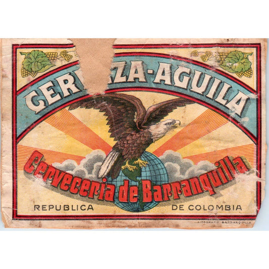 Cerveza-Aguila Cerveceria de Barranquilla Beer Label Republica De Colombia SE5