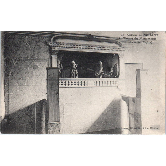 Antique Postcard RPPC Chateau de Nohant Theatre des Marionettes A. Dumas SE8