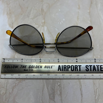 Round Tortoise Shell Metal Silver Tone Sunglasses Eyeglasses Frames TJ1-G2-9