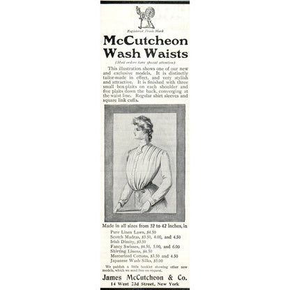 McCutcheon Wash Waists James McCutcheon & Co NY - 1903 Original Ad TJ7-S