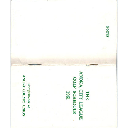 1961 Anoka Minnesota City League Golf Schedule Booklet EA3