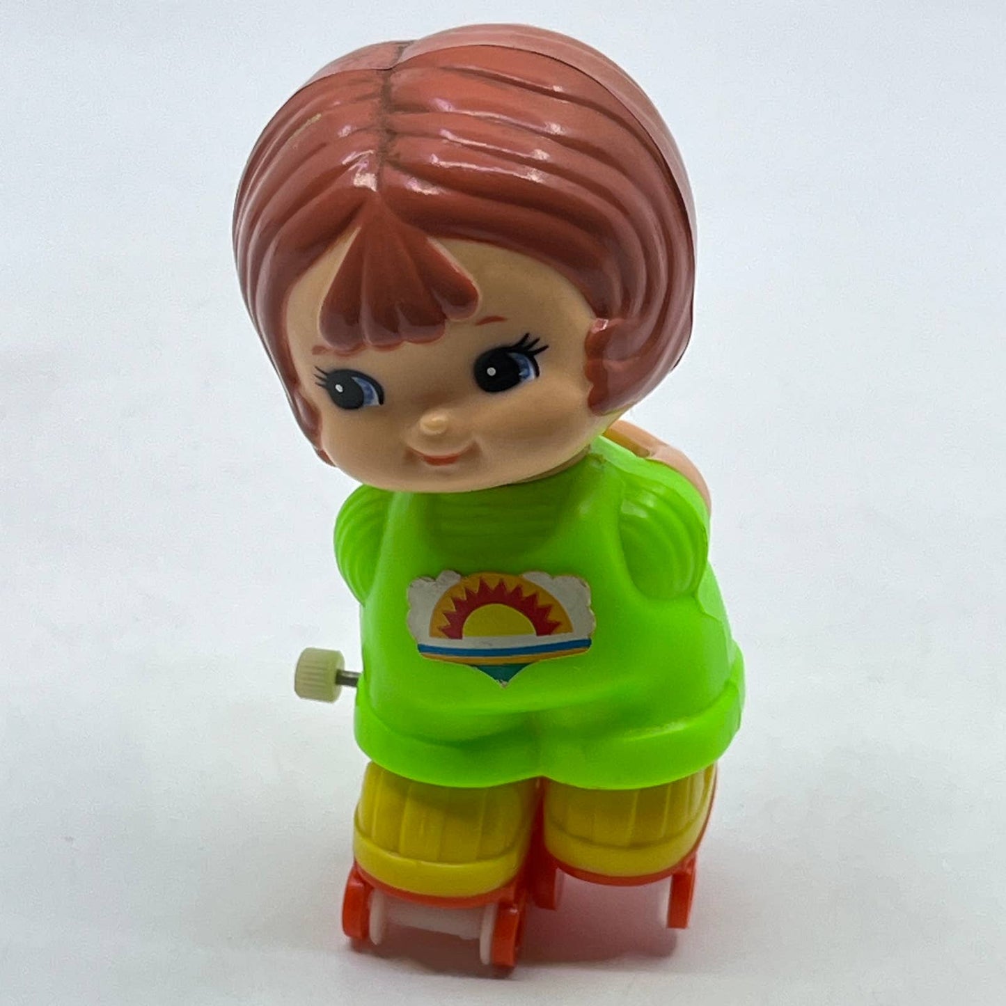 1979 TOMY Wind Up Toy 3" Kid-a-Long Kids Roller Skating Girl WORKS SE2