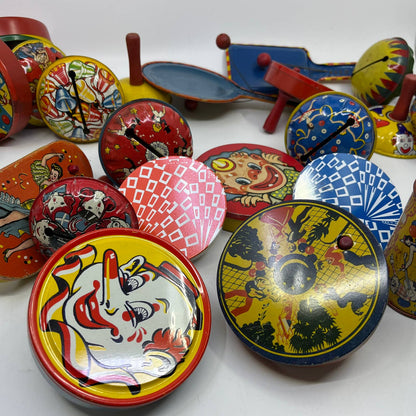 1920s HUGE LOT of 36 Noisemaker Clown Circus Litho Tin Kirchhof US Metal TH9