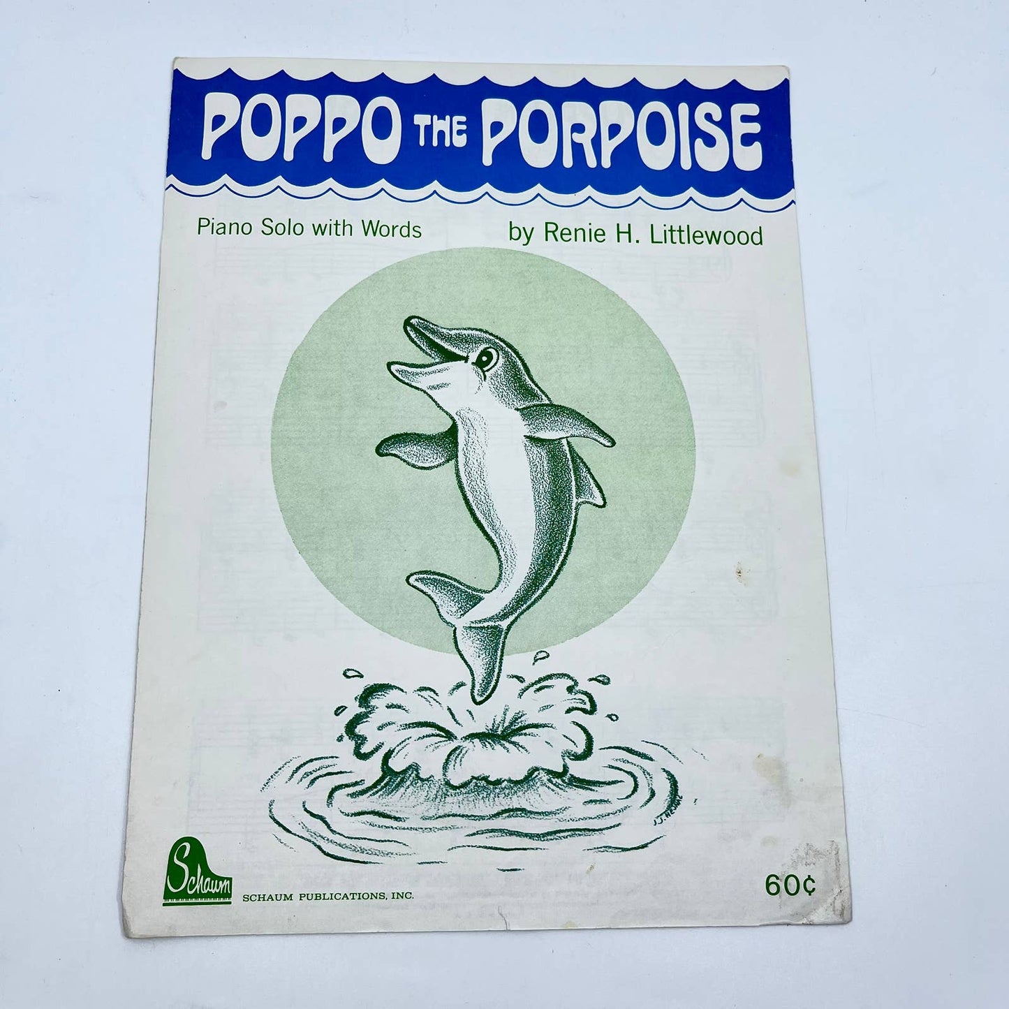 1971 Poppo the Porpoise Dolphin Renie H. Littlewood Schaum Sheet Music