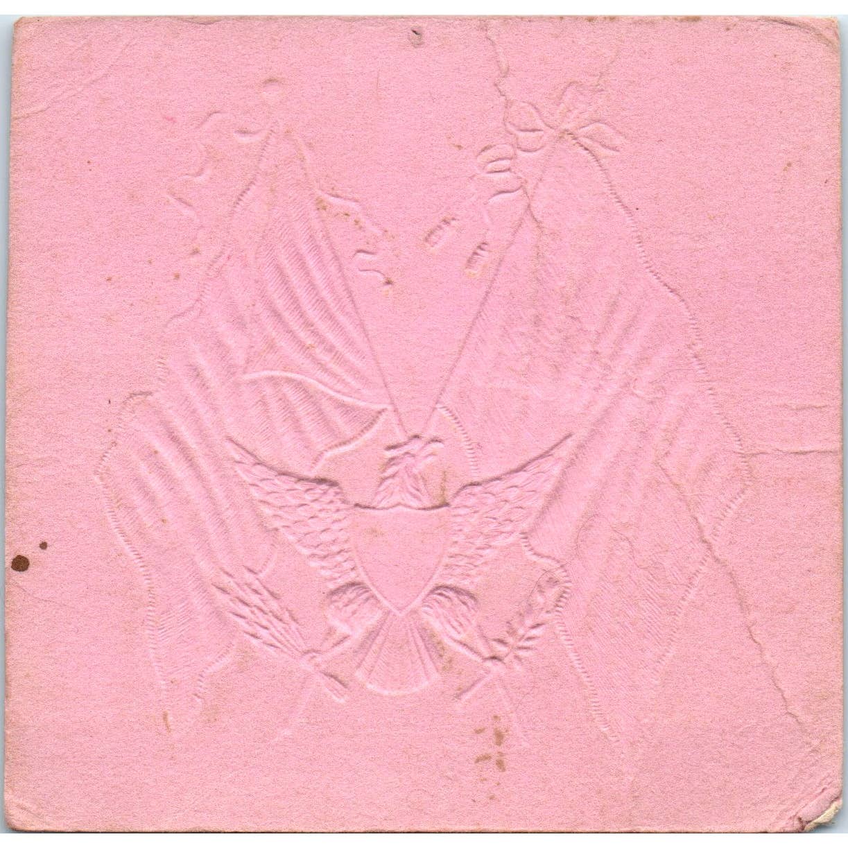 c1905 Flag Spanish American War Eagle Embossed Blotter Card 4x4" TJ1-1