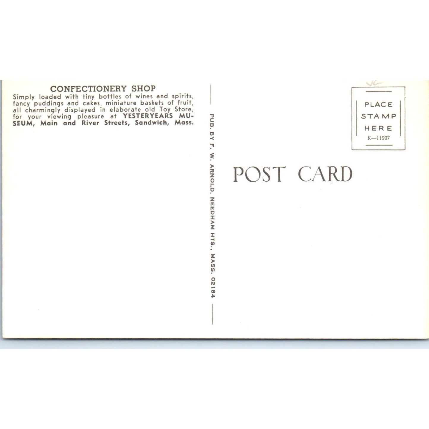 Doll Confectionary Shop Yesteryears Museum Sandwich MA Original Postcard PB4