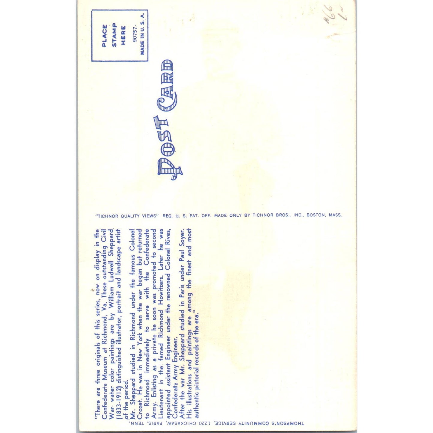 The Artilleryman Painting by W.L. Sheppard Original Postcard TK1-P13