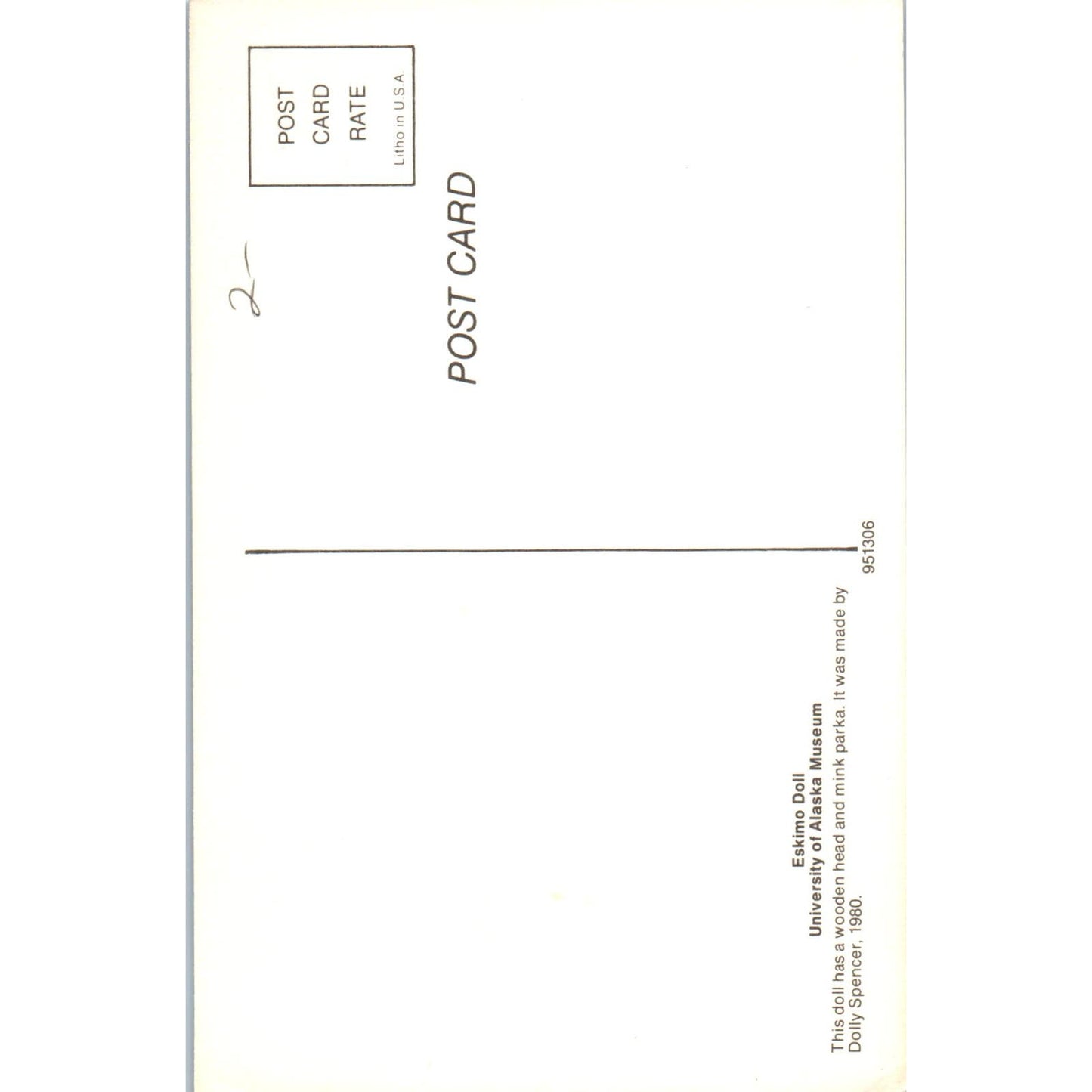 Eskimo Doll University of Alaska Museum Dolly Spencer Original Postcard PB7