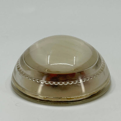 Antique Glass Paperweight Dried Flowers Red Orange 3” SA3