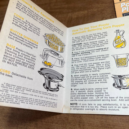 Set of 2 - 1970s - 80s Presto Automatic Popcorn Popper Instruction Manuals A2