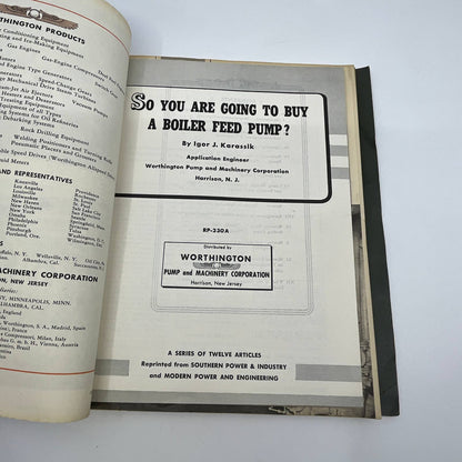 1950s Worthington Pump and Machinery Corporation Binder of Manuals TH3