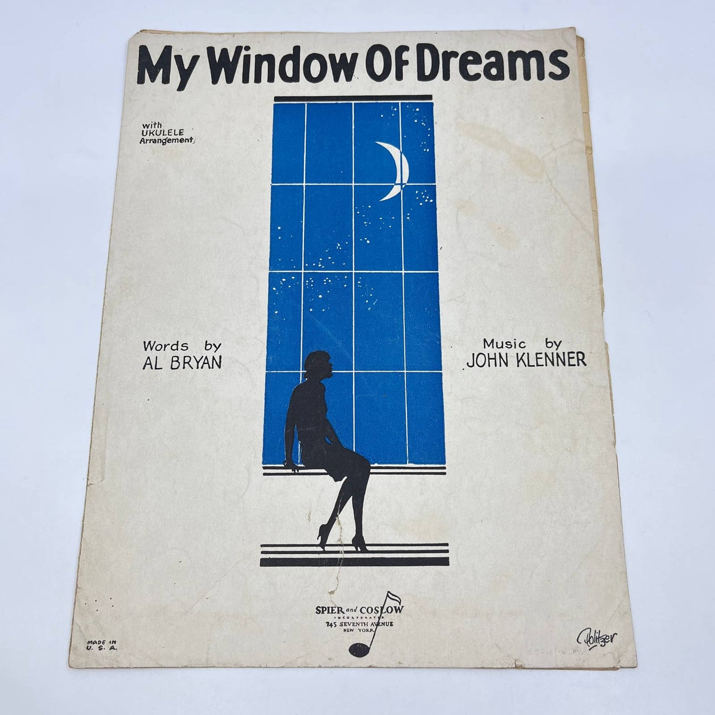 1928 Sheet Music My Window of Dreams Al Bryan John Klenner TF9