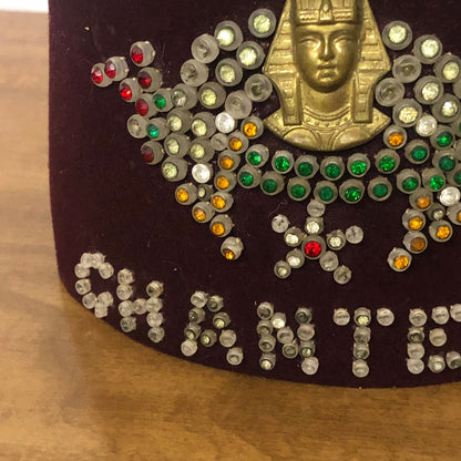 Vintage Osman Chanters Masonic Shriner Fez Hat Rhinestone Sphinx Minnesota TA9