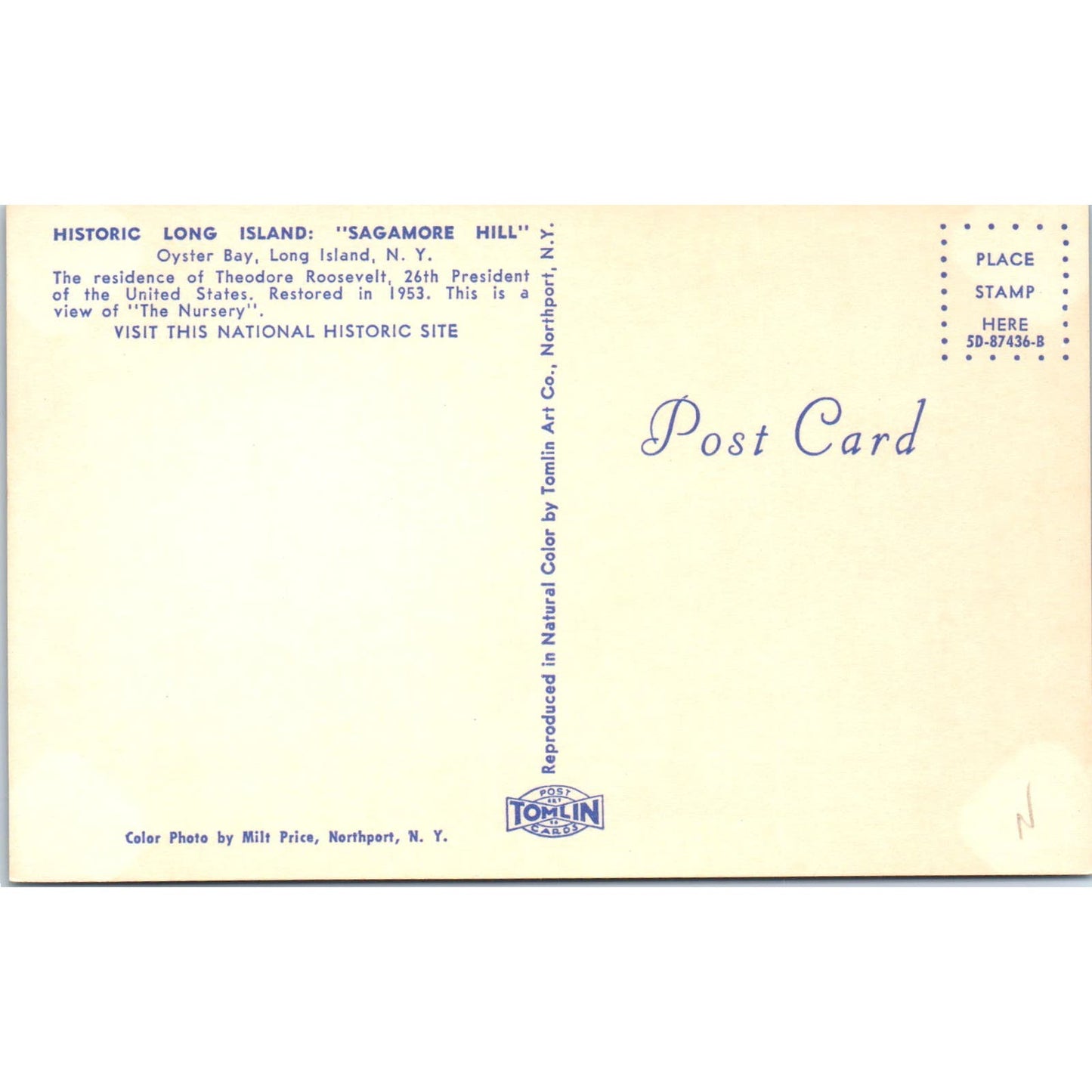 Historic Long Island Sagamore Hill Oyster Bay NY Original Postcard PB9