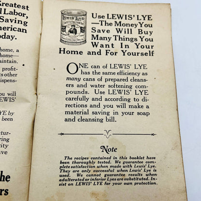 1930 Promotional Booklet The Truth About A Lye - Lewis’ Lye Pennsylvania Salt C8