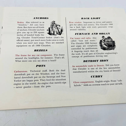 1960 Chrysler Sales Brochure Car Talk Language Booklet Anchors Bezels Scorch C6