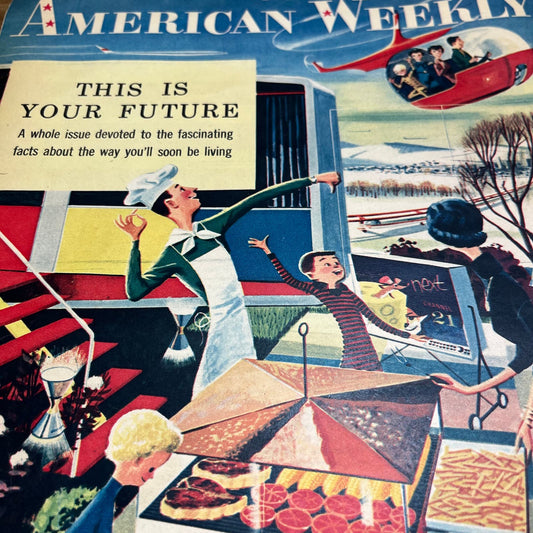 1956 Jan The American Weekly Magazine Retro Futurism Fred McNabb Flying Cars FL6-2