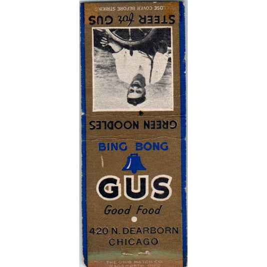 Bing Bong Gus Good Food Dearborn Chicago Advertising Matchbook Cover SA1-M2