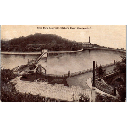 1909 Postcard Eden Park Reservoir Baker's Pass Cincinnati Ohio TD9