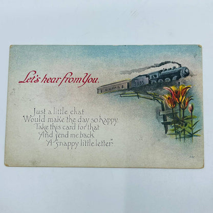 1910s Post Card Steam Locomotive Train US Mail Poem PA7