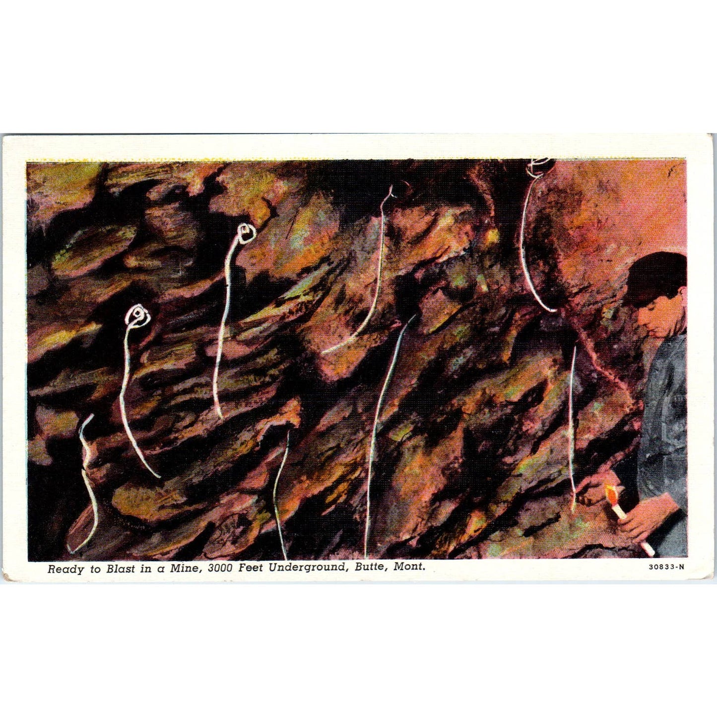 Ready to Blast a Mine Butte Montana Original Postcard TK1-25
