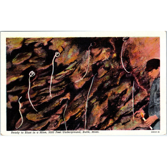 Ready to Blast a Mine Butte Montana Original Postcard P2-10
