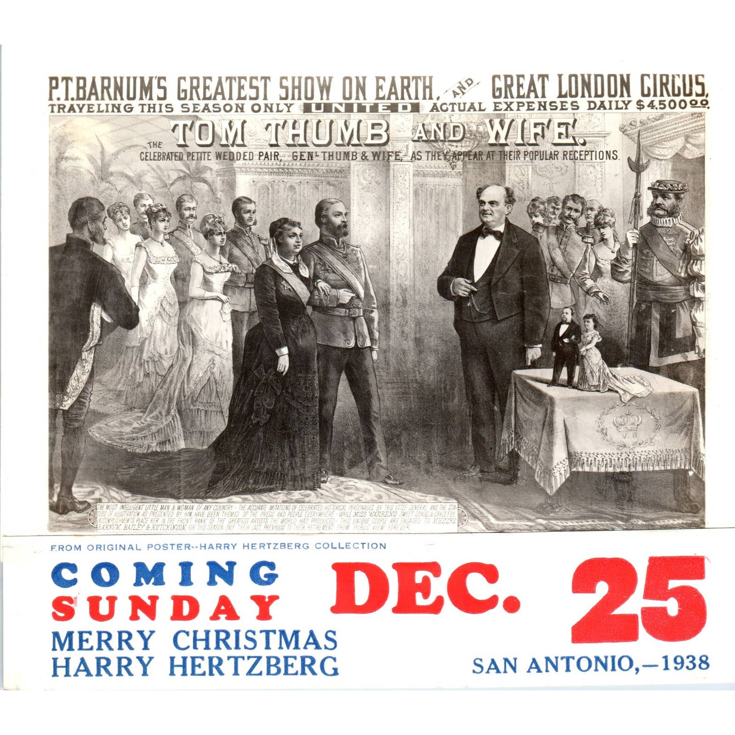 1938 PT Barnum Circus Advertisement Harry Hertzberg San Antonio TX Christmas AD4