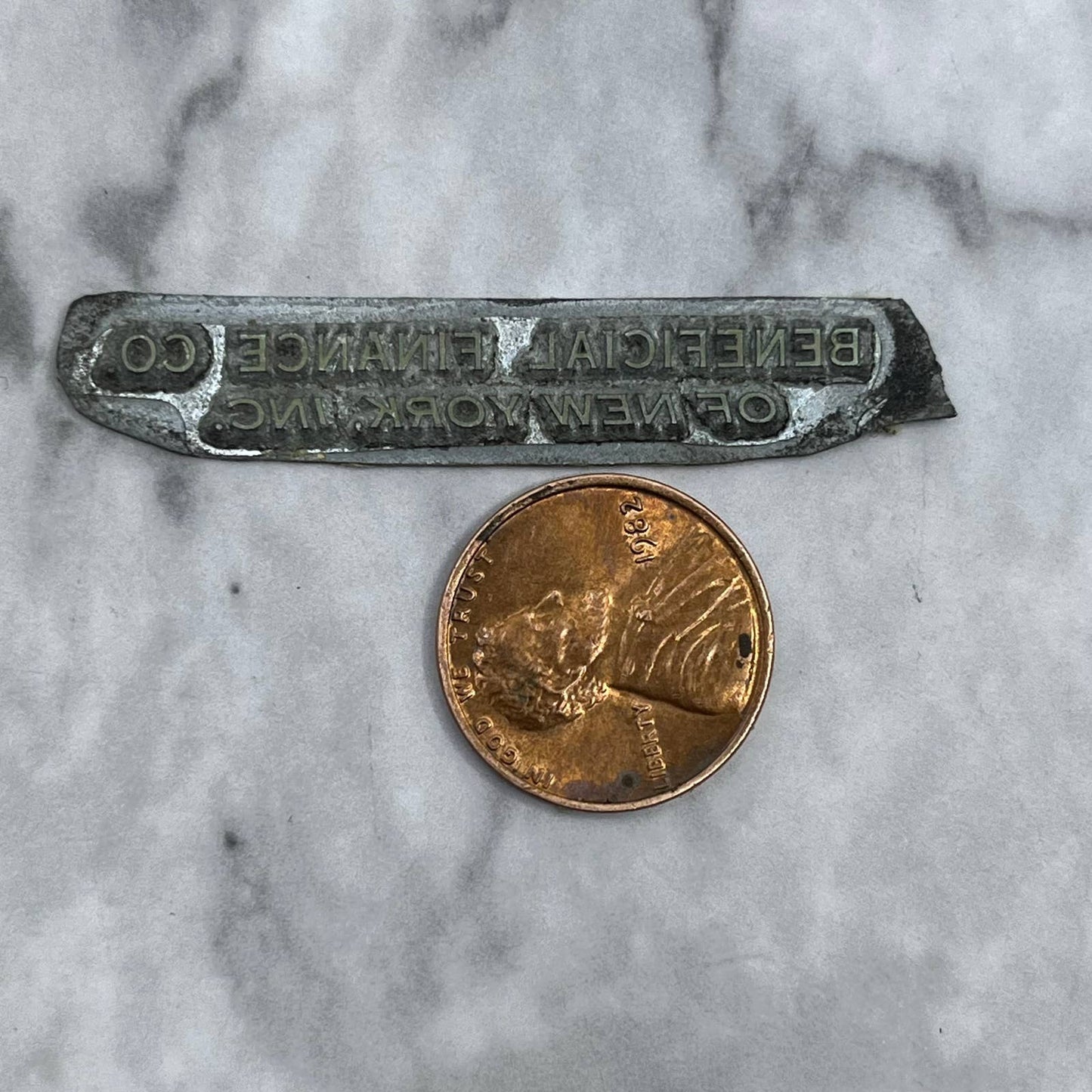 Vintage Letterpress Printers Block Plate Beneficial Finance Co of New York SE836