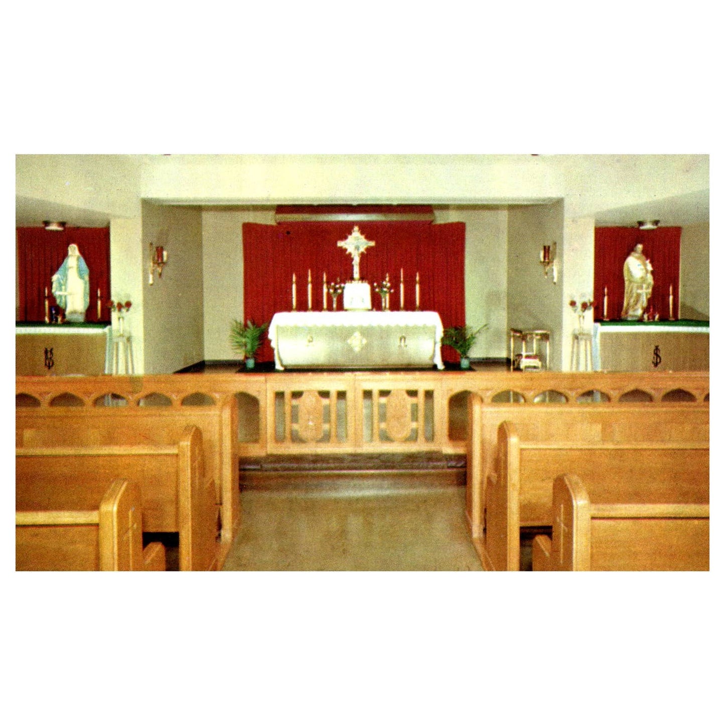 Vintage Postcard Basement Chapel St. Francis Retreat Mayslake Hinsdale IL TJ6-1