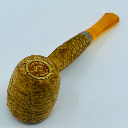 VTG Missouri Meerschaum Corn Cob Orange Lucite Stem 4” Small Smoking Pipe