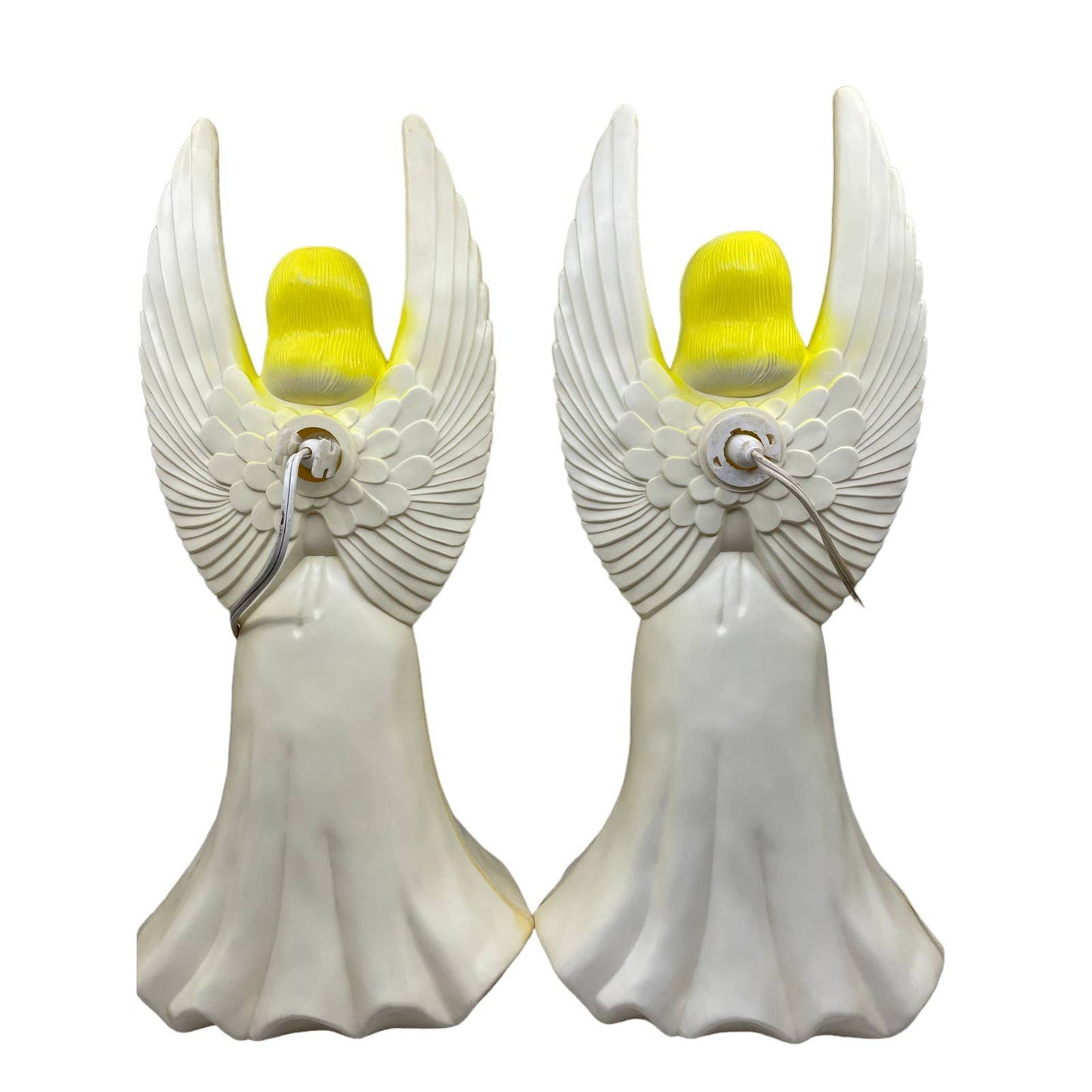 Vintage Pair Christmas Union Products Blow Mold Light Up Angels 1969 WORK GREAT