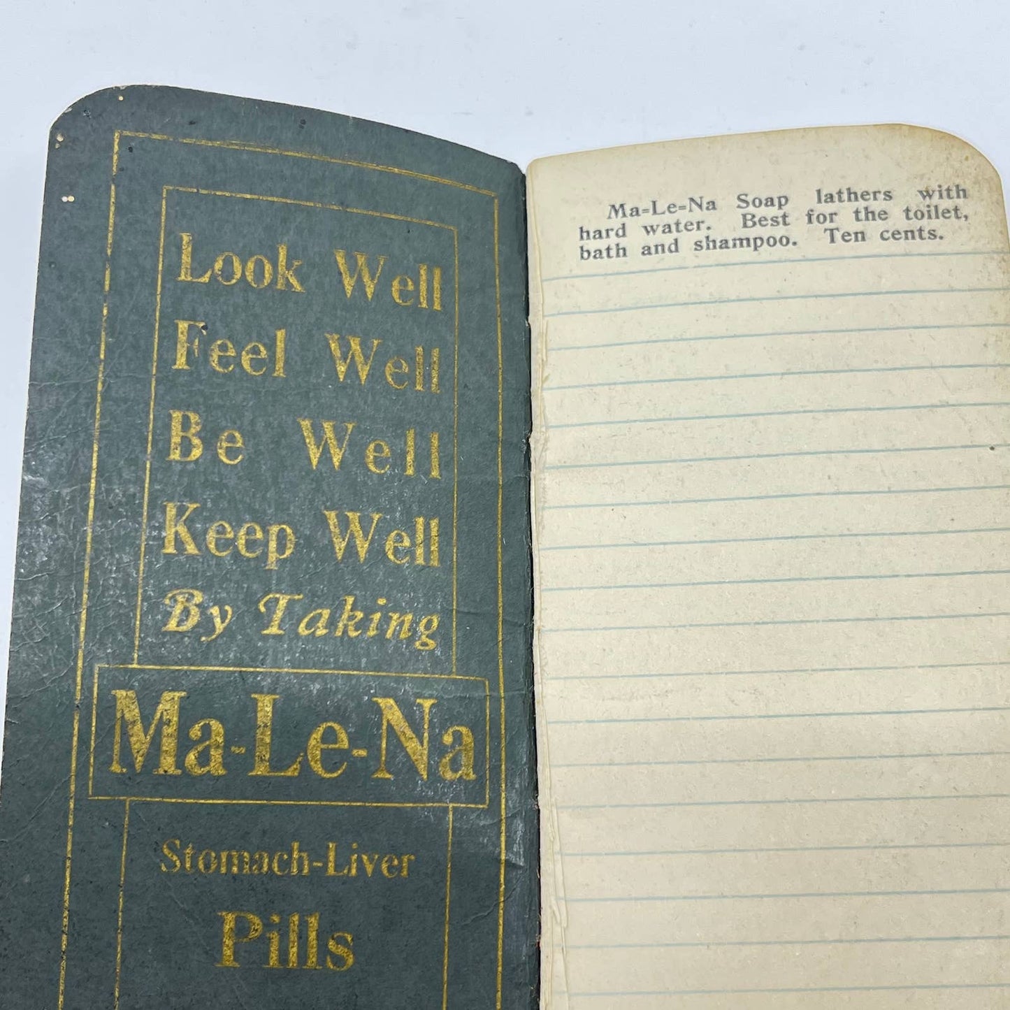 1920 Ma-Le-Na Advertising Memo Book Quack Medicine Constipation Kills TE1