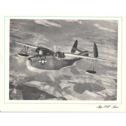 Vintage US Military Airplane Photo Print Martin PBM Mariner 8.5x11" AD4
