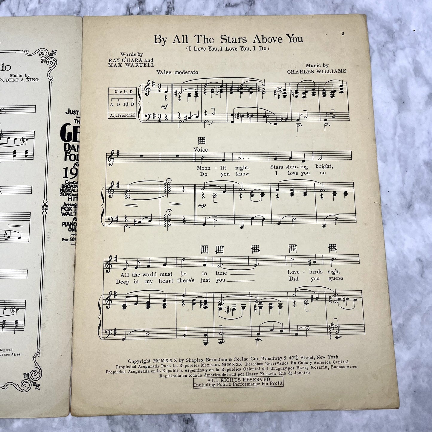 By All The Stars Above You I Love You Ray O'Hara 1930 Sheet Music V37-5