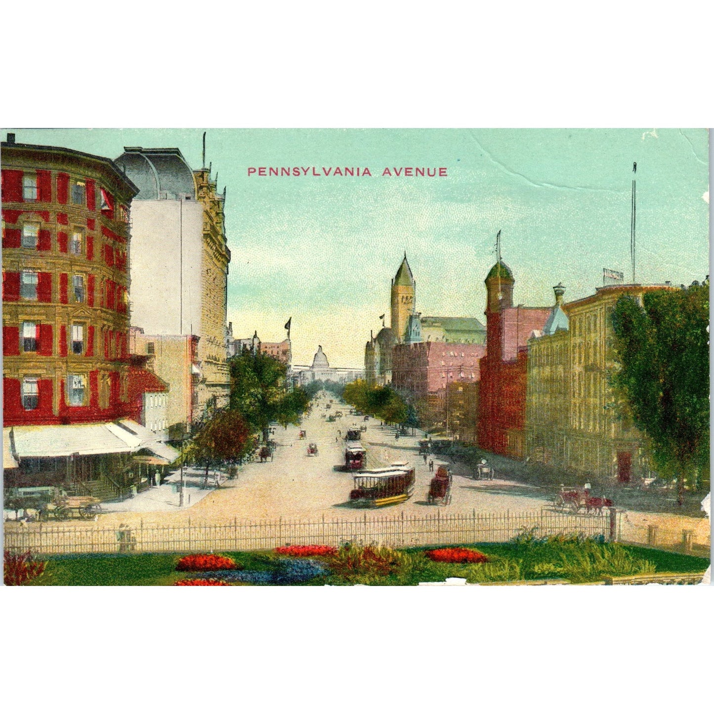 Pennsylvania Avenue Trollies Washington D.C. Original Postcard P1-16