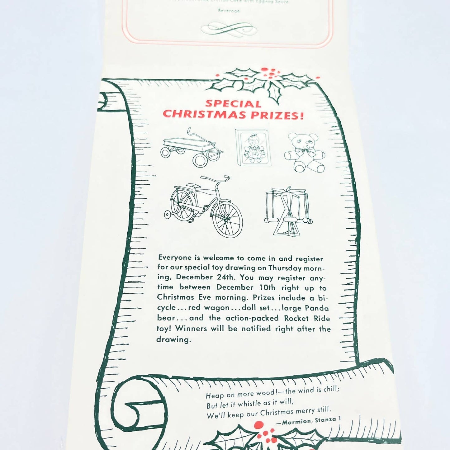 1960s American Airlines Astrojet Room Christmas Dinner Menu AB7