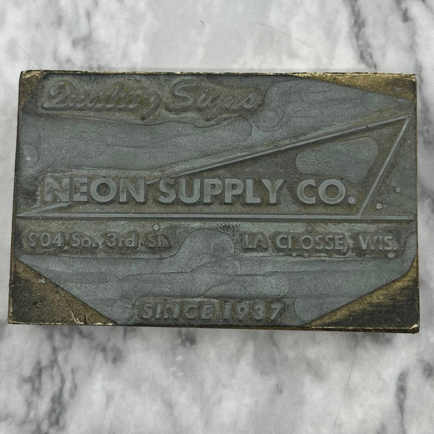 Vtg Printing Letterpress Printers Block Plate NEON SUPPLY CO La Crosse WI TJ5