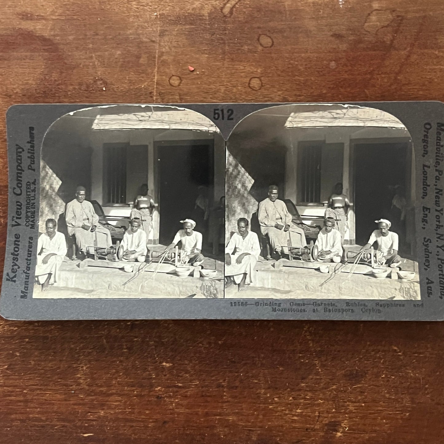 Grinding Gems - Garnets at Ratnapura Ceylon Antique Stereoview Card H2-2